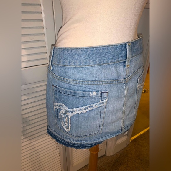 Micro Mini denim Skirt Vintage 90s light wash Women’s size 10 - Picture 4 of 7